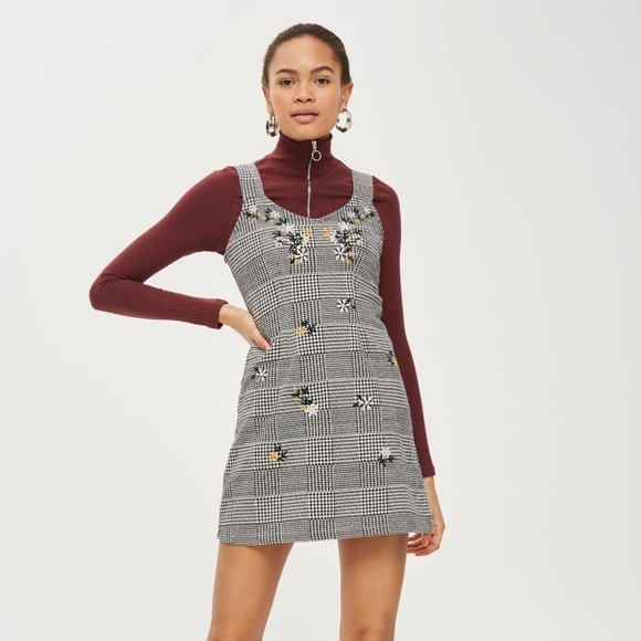embroidered pinafore dress
